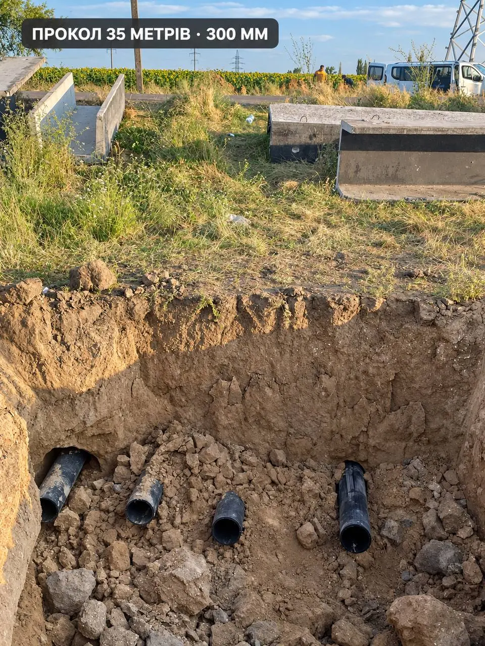 Прокол довжиною 35 метрів для труб діаметром 300 мм